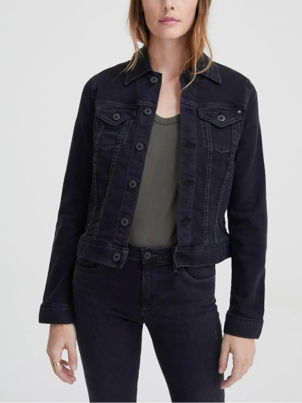 AG Adriano Goldschmied Black Robyn Slim denim jacket size Small